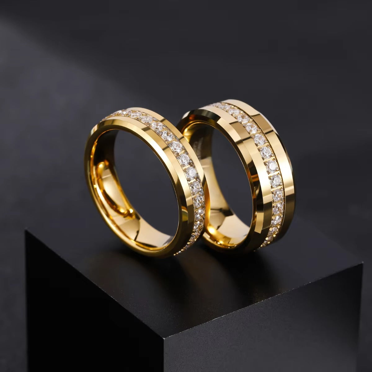 Classic Gold Eternity Tungsten Carbide Wedding Band