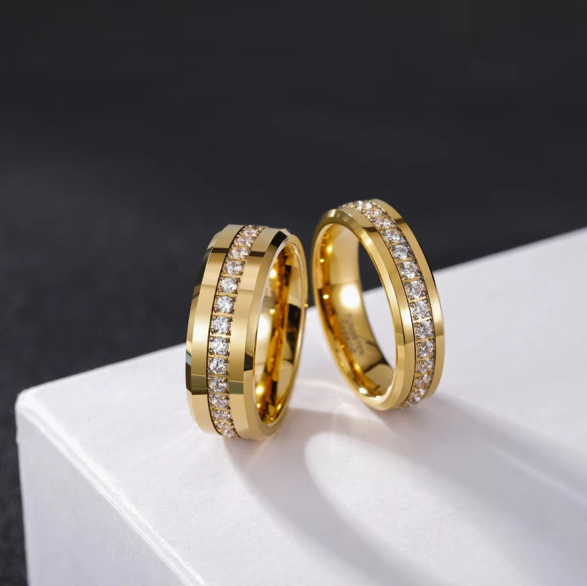 Classic Gold Eternity Tungsten Carbide Wedding Band