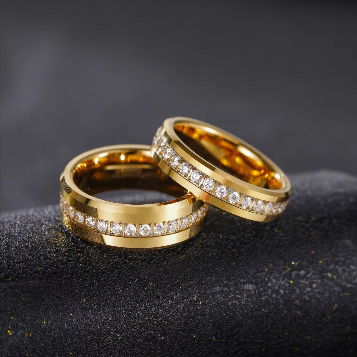 Classic Gold Eternity Tungsten Carbide Wedding Band