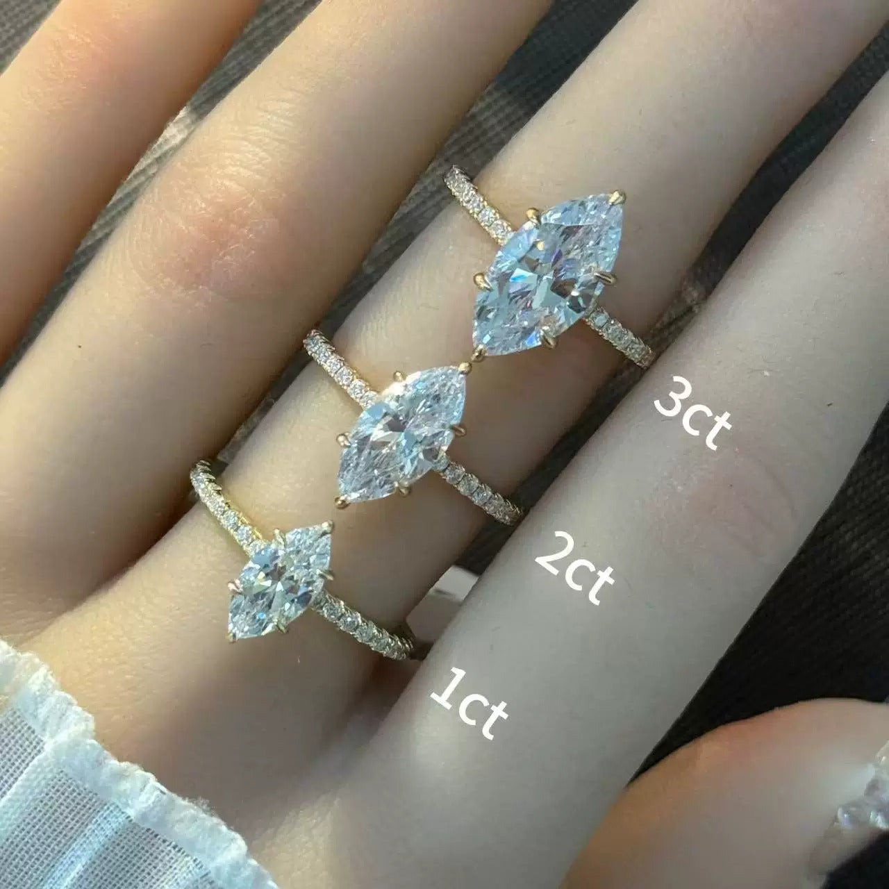 Marquise GRA® Moissanite Diamond 18K Vermeil Engagement Ring