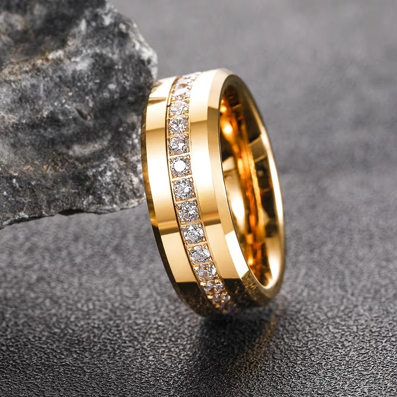 Classic Gold Eternity Tungsten Carbide Wedding Band