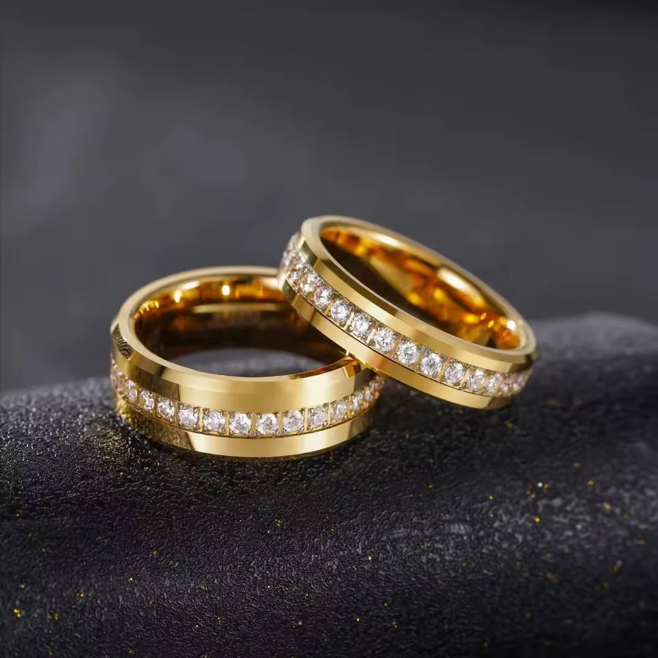 Classic Gold Eternity Tungsten Carbide Wedding Band