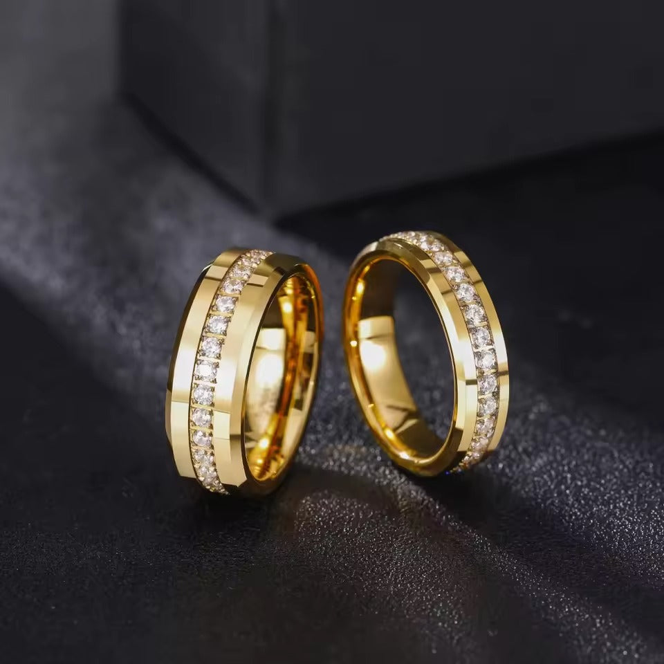 Classic Gold Eternity Tungsten Carbide Wedding Band