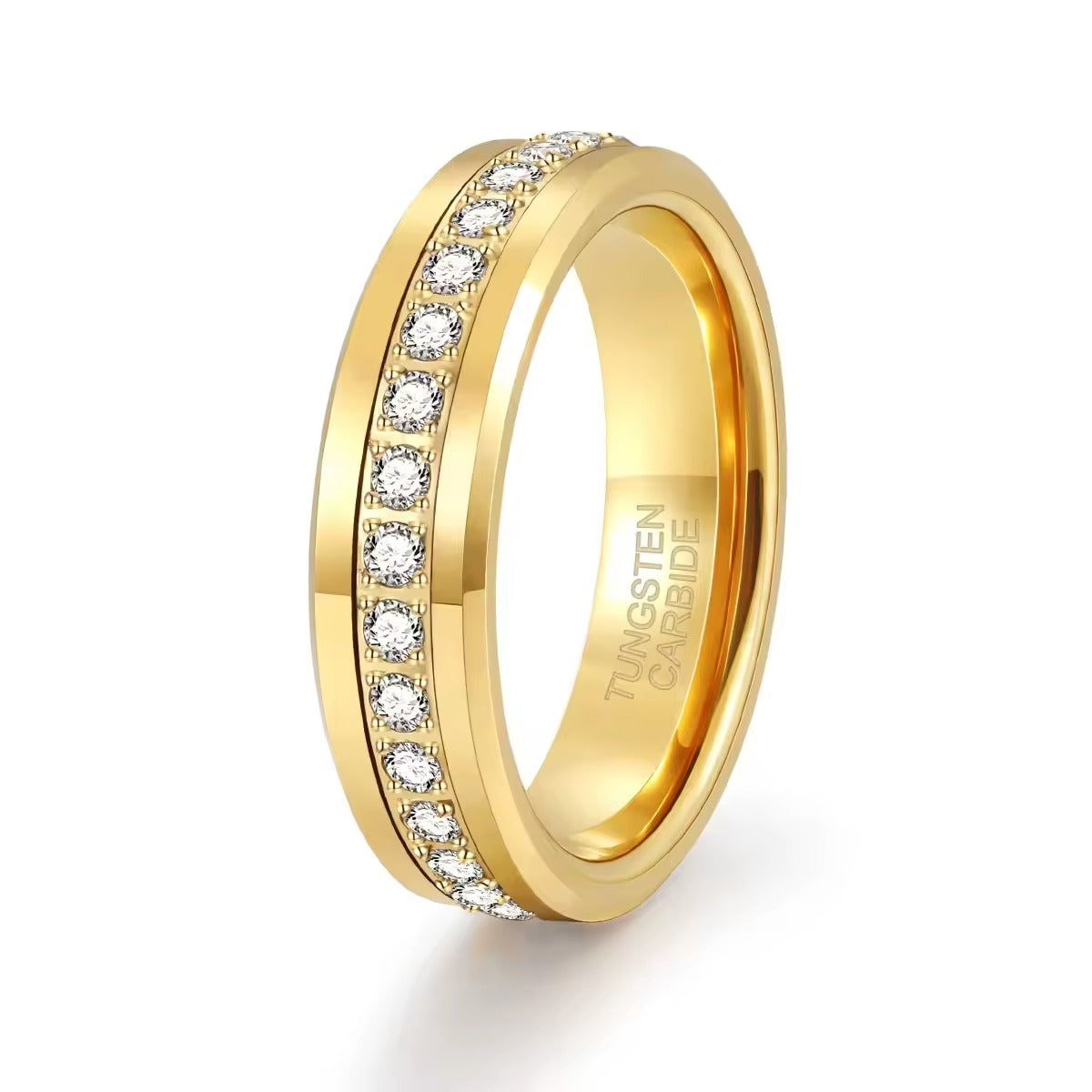 Classic Gold Eternity Tungsten Carbide Wedding Band