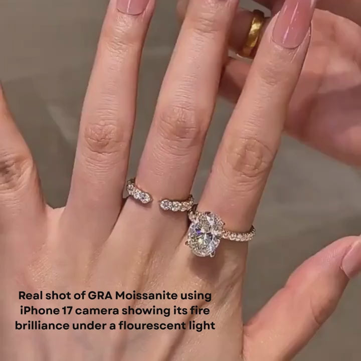 GRA® Marquise Moissanite 18K Vermeil Engagement Ring