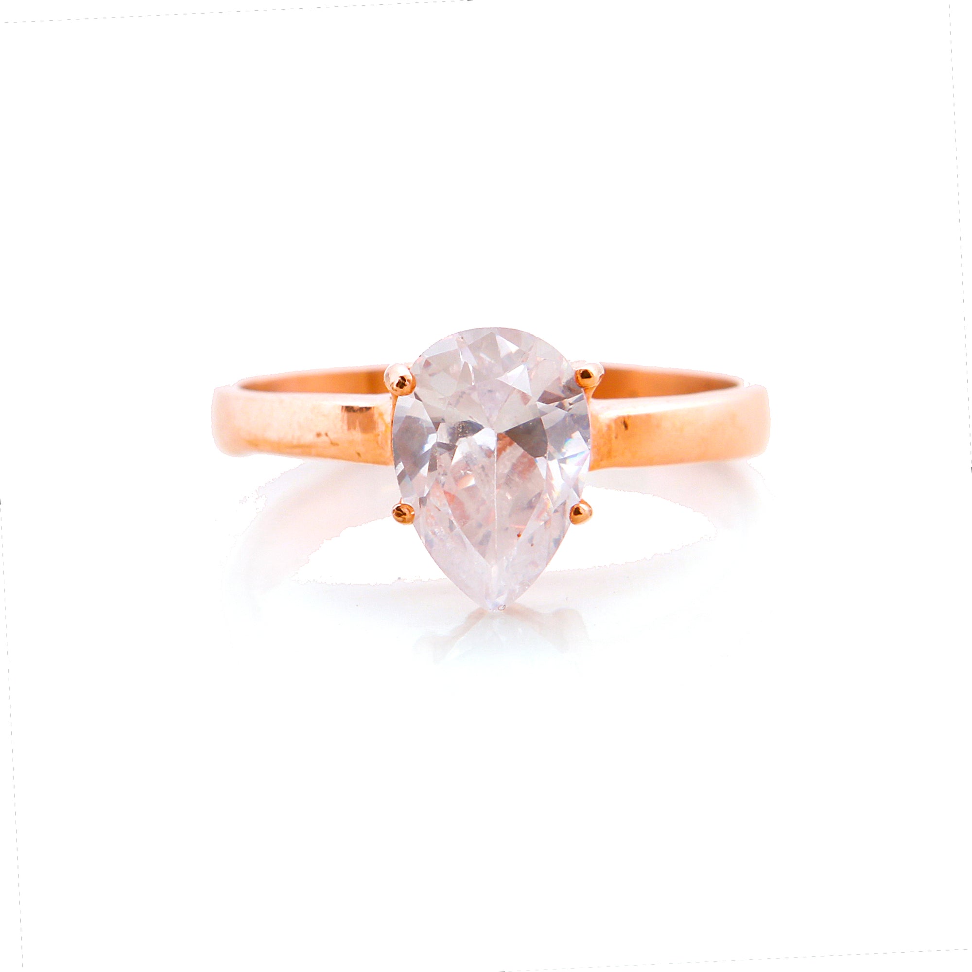 Loissel Pear Cut Rose Gold Plated Titanium Engagement Ring