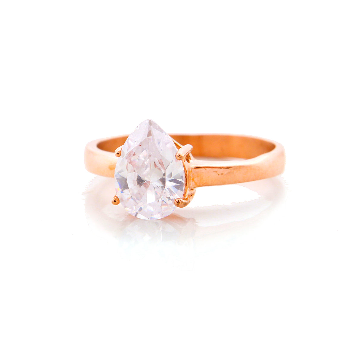 Loissel Pear Cut Rose Gold Plated Titanium Engagement Ring