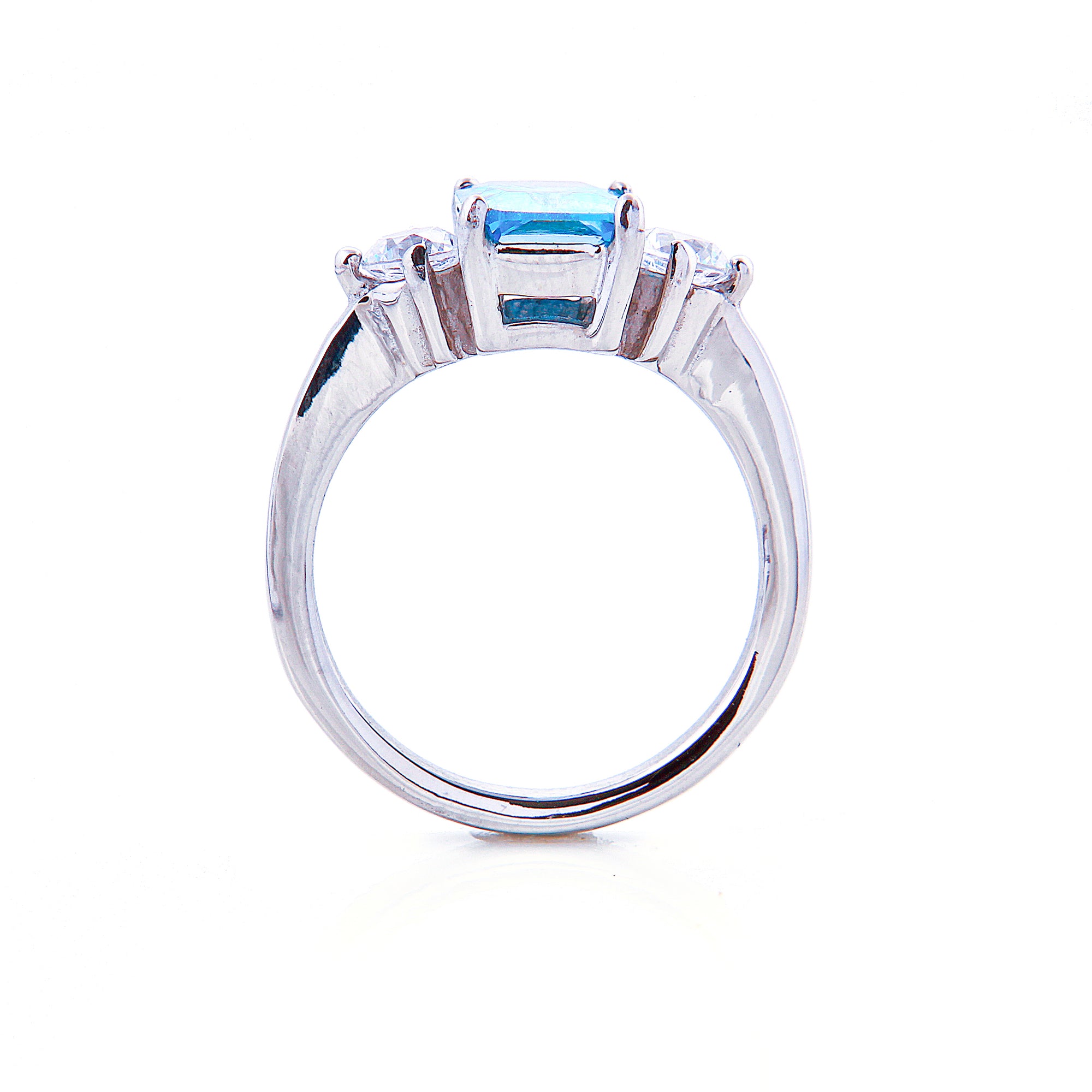 Three Stone Blue Topaz Engagement Ring