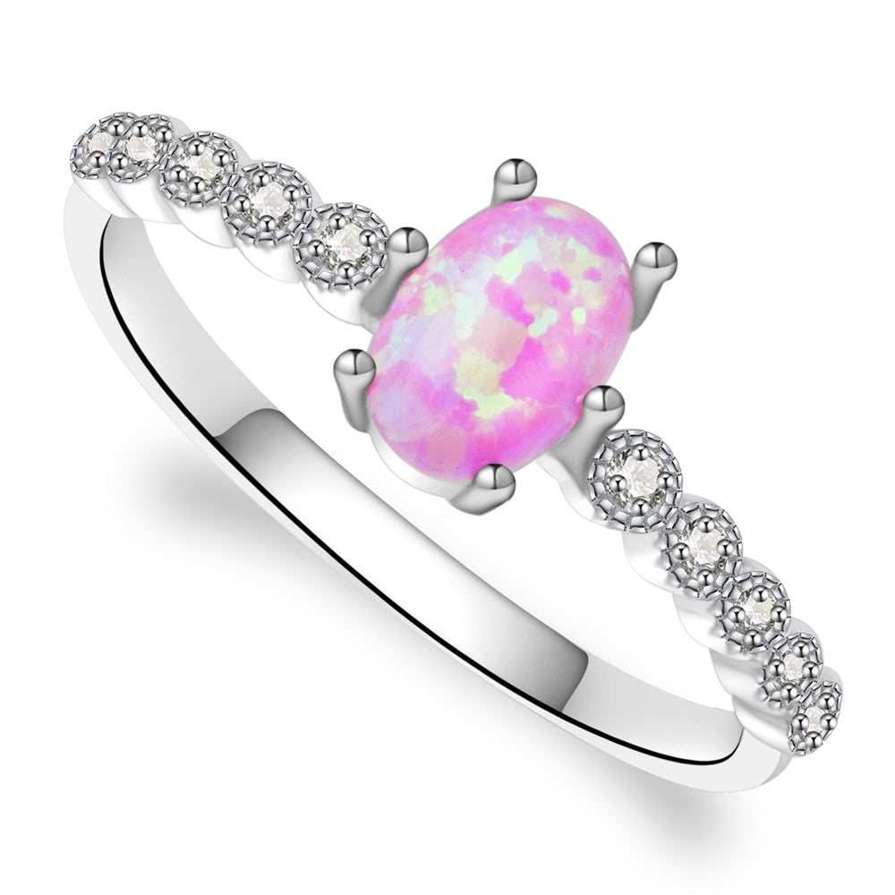 Scarlett Sterling Silver Ring With Pink Opal