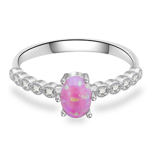 Scarlett Sterling Silver Ring With Pink Opal