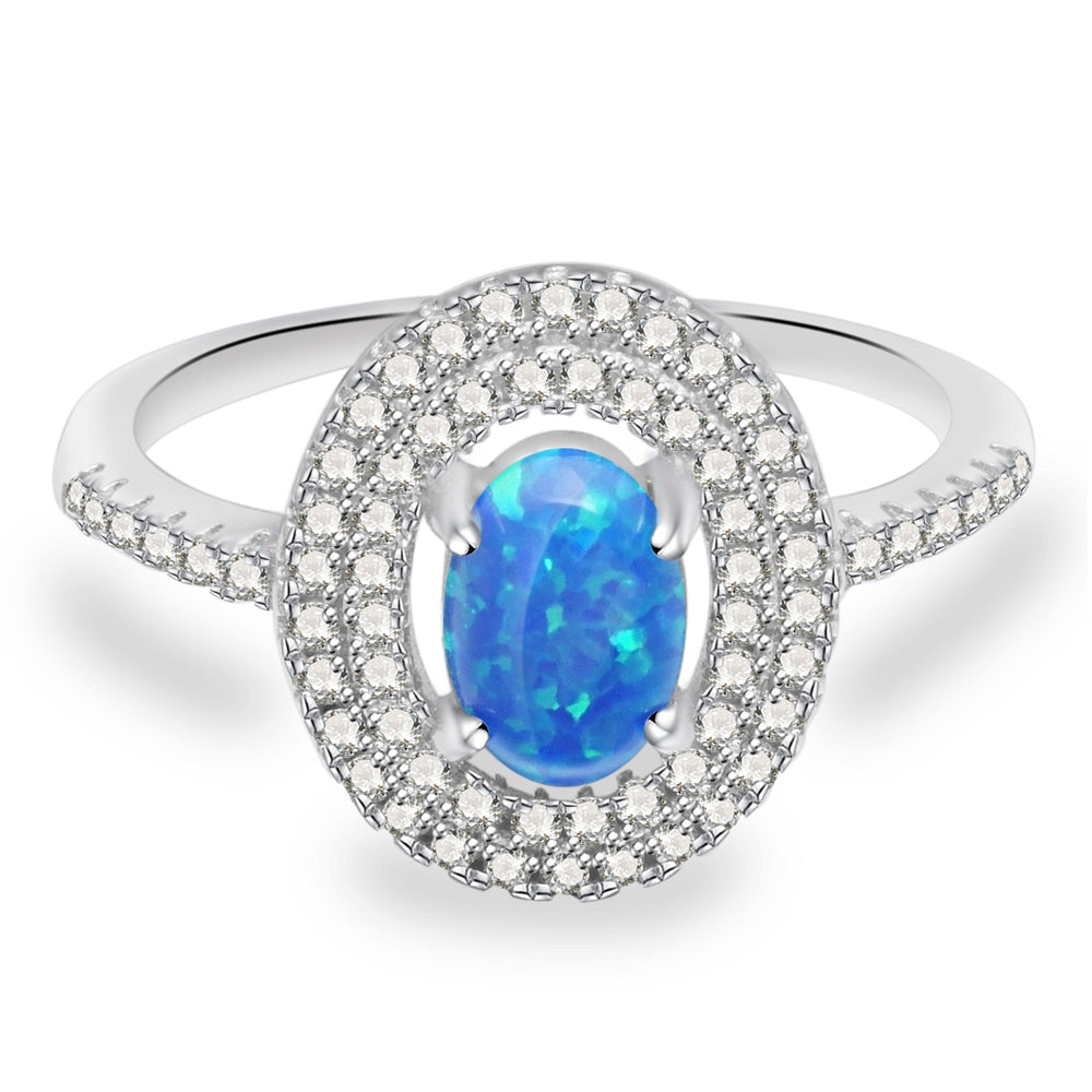 Anastasia Sterling Silver Ring With Blue Opal