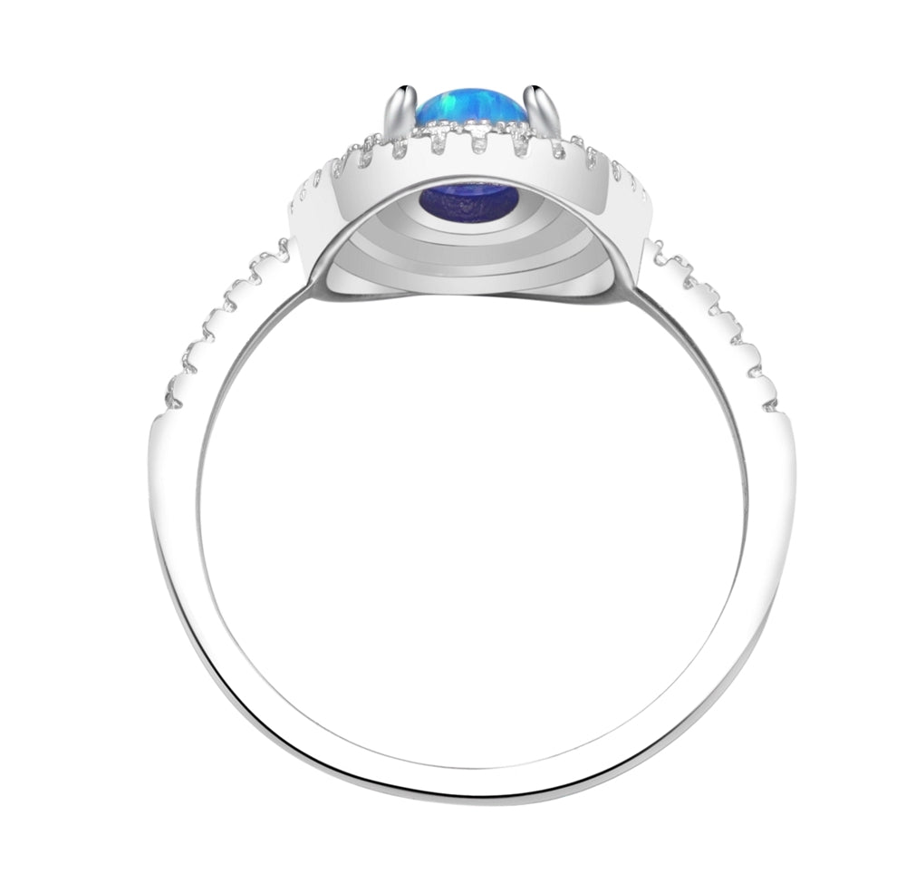 Anastasia Sterling Silver Ring With Blue Opal