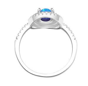Anastasia Sterling Silver Ring With Blue Opal