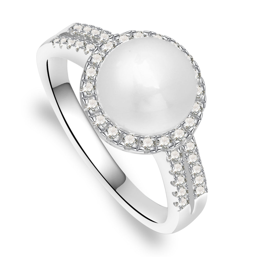 Rose Sterling Silver Ring With Pearl