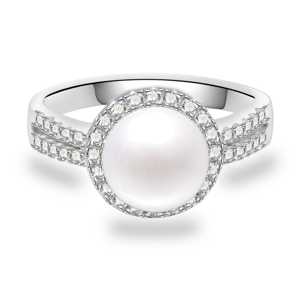 Rose Sterling Silver Ring With Pearl