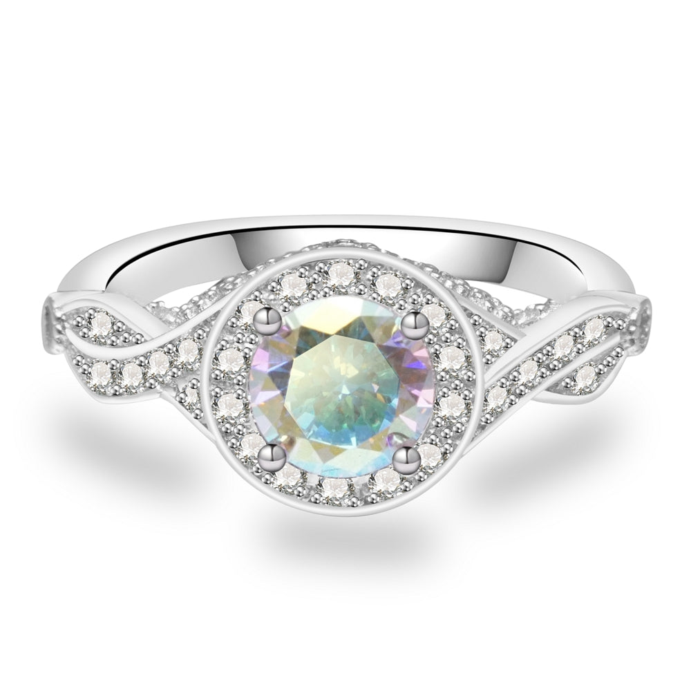 Elizabeth Sterling Silver Ring With Aurora Boreale