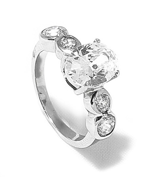 Five Stone Titanium Engagement Ring with Swarovski Crystals