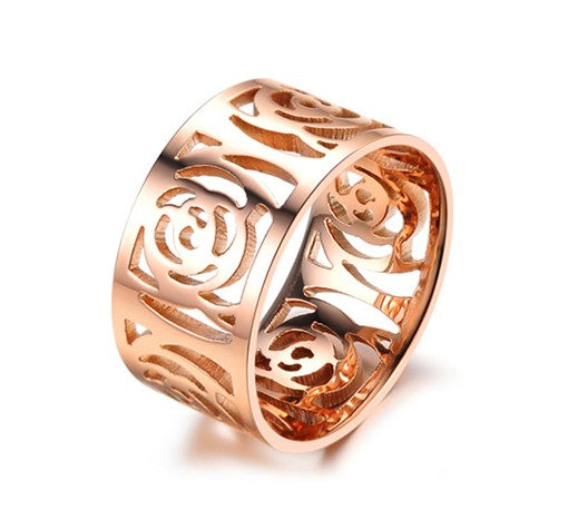 Flat Rose Rose Gold Plated Titanium Ring