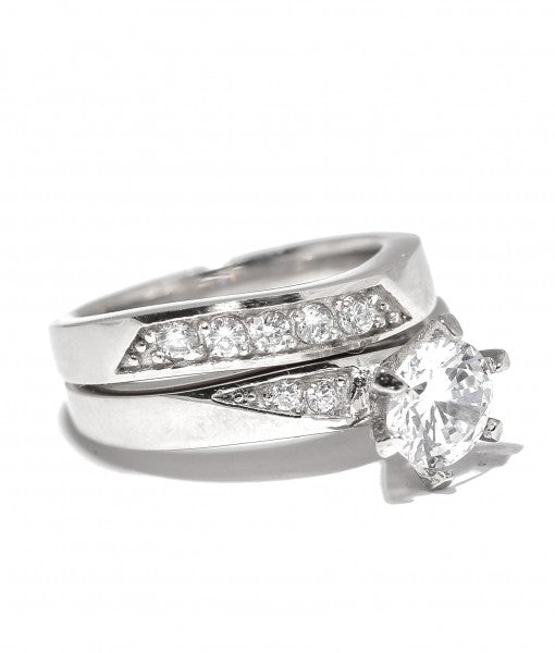 Bridal Set with Swarovski Titanium Engagement Ring