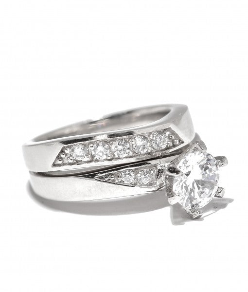 Bridal Set with Swarovski Titanium Engagement Ring Zoey Zoey