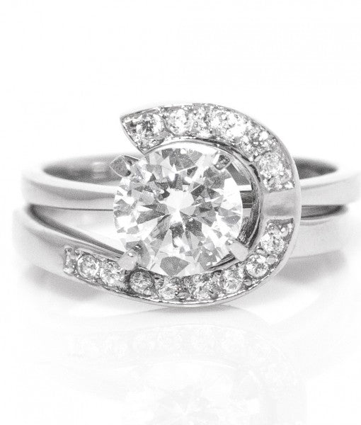 Solitaire Set in Titanium Engagement Ring