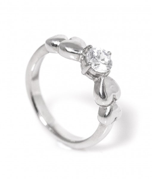 Heart Band Titanium Engagement Ring with Swarovski