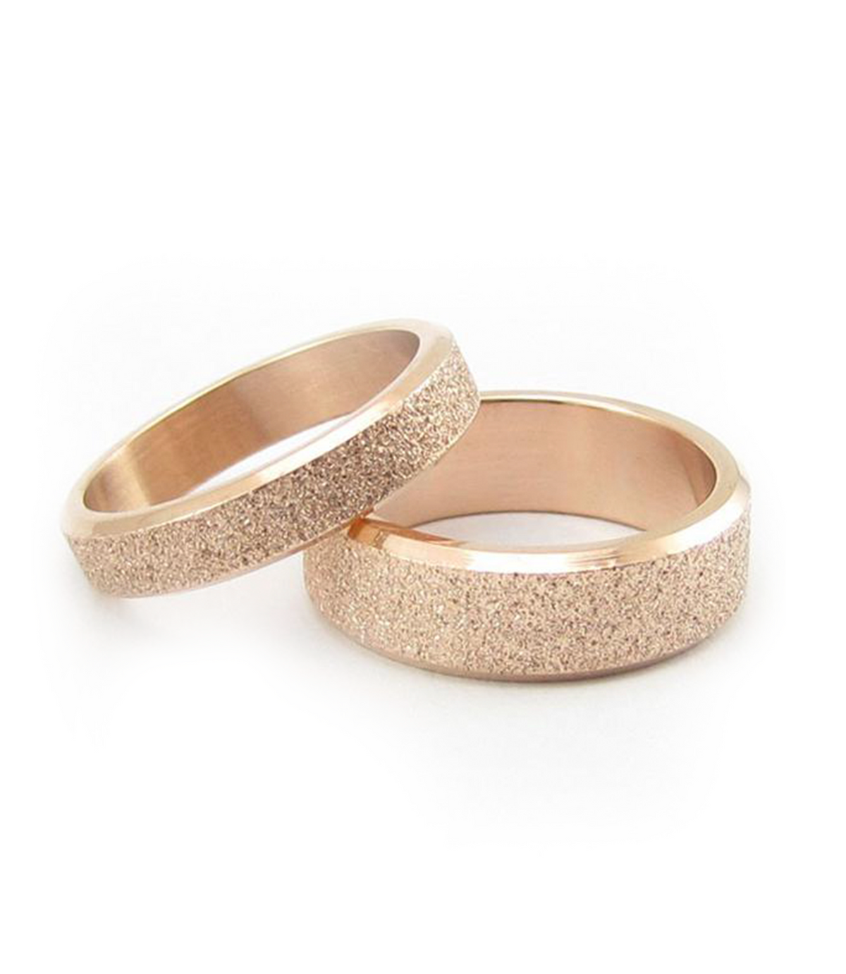 Frosted Rose Gold Plated Titanium Wedding Band (Men)