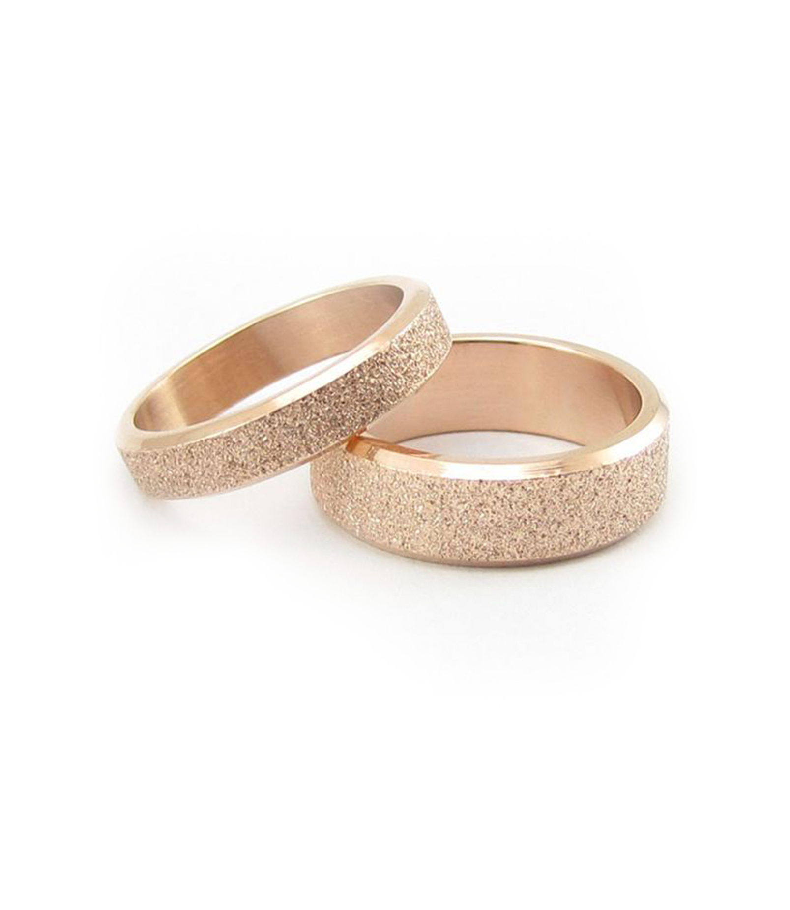 Frosted Rose Gold Plated Titanium Wedding Band