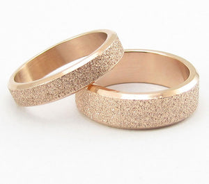 Frosted Rose Gold Plated Titanium Wedding Band