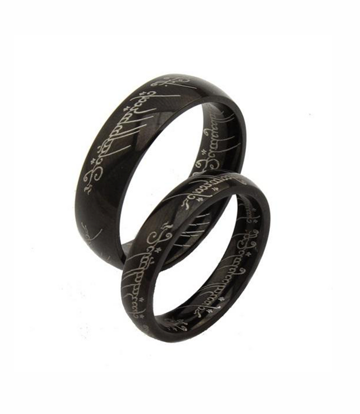 Script in Black Titanium Couple&#39;s Rings (Men)