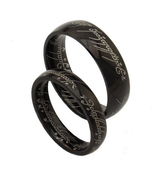 Script in Black Titanium Couple's Rings (Men)