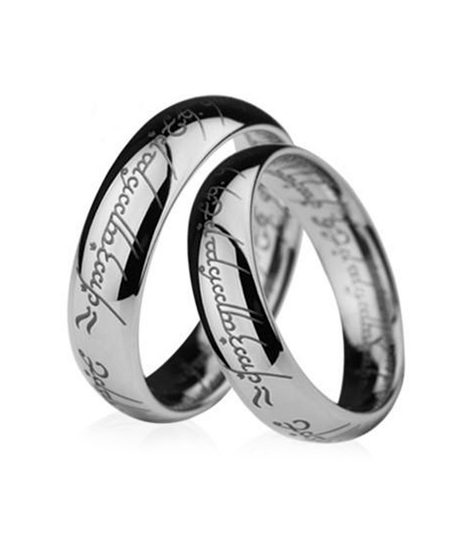 Script Plain Titanium Couple's Rings (Men)