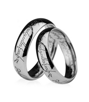 Script Plain Titanium Couple's Rings (Men)