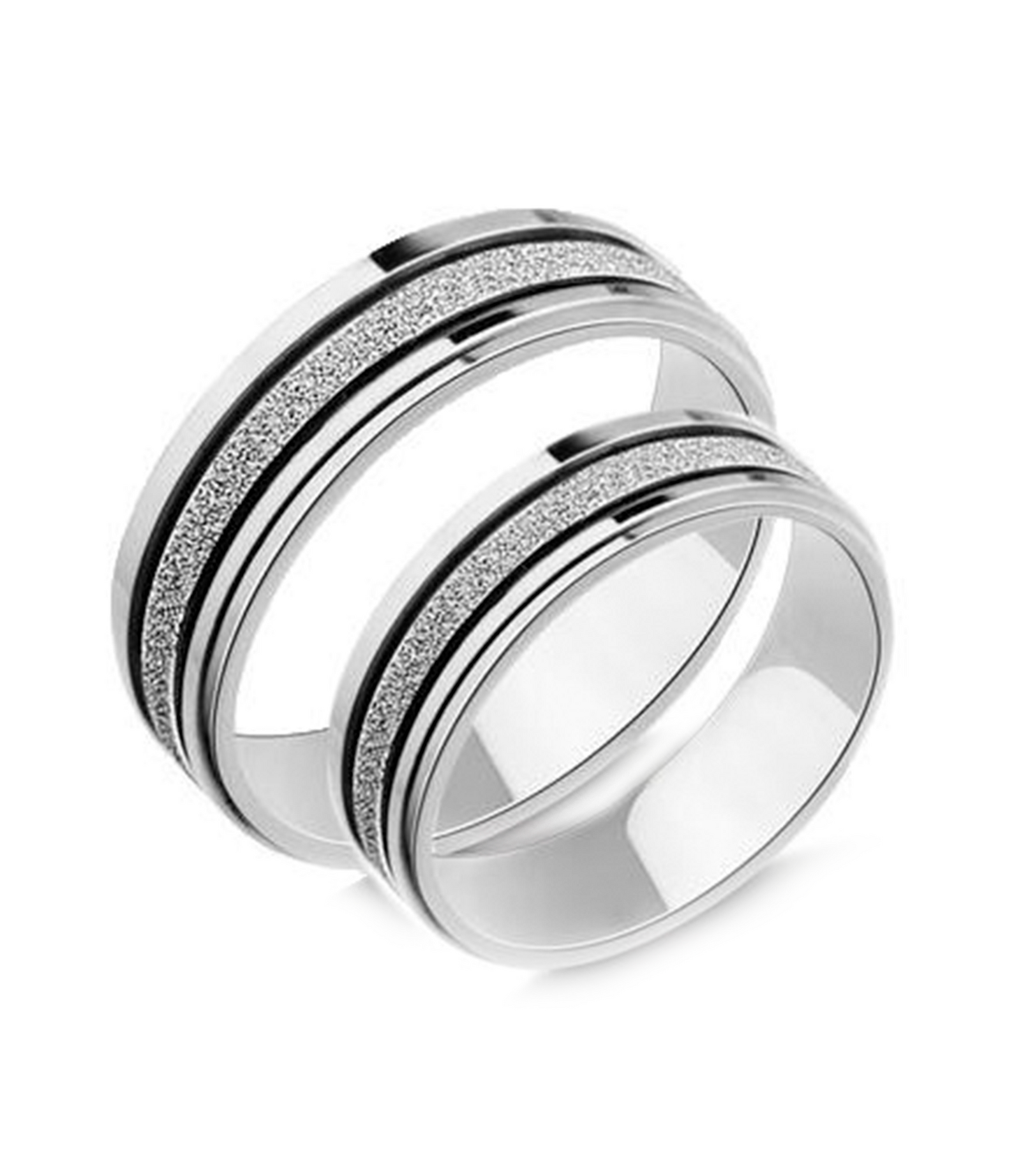 Frosted Silver Titanium Couple Ring