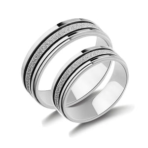 Frosted Silver Titanium Couple Ring