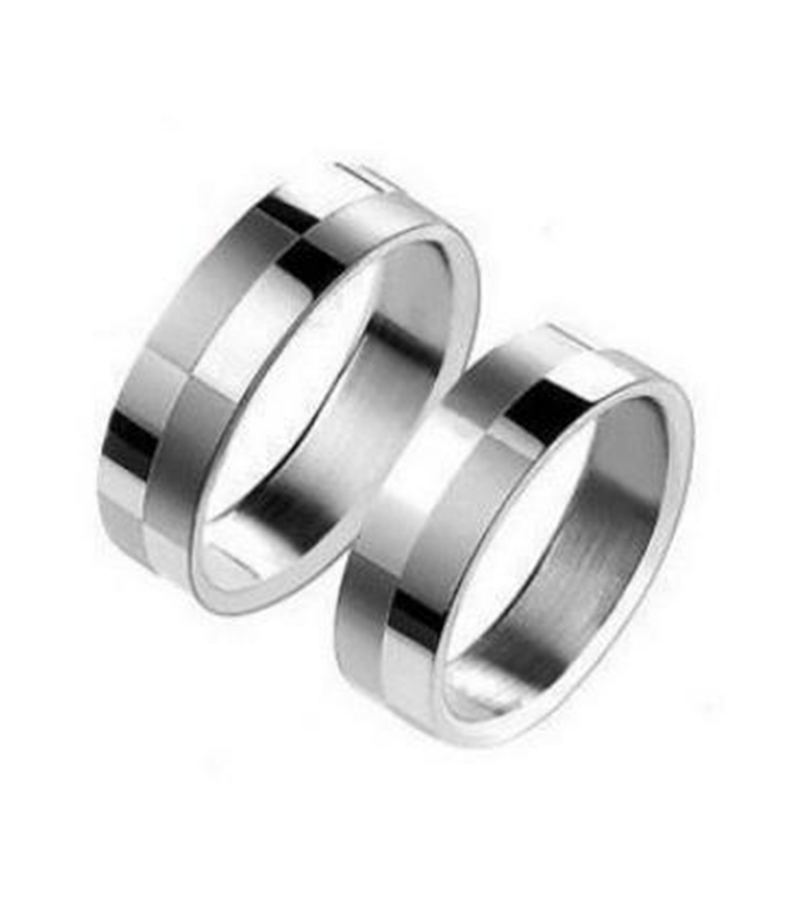 Pattern Squares in Silver Titanium Couple Ring (Men)