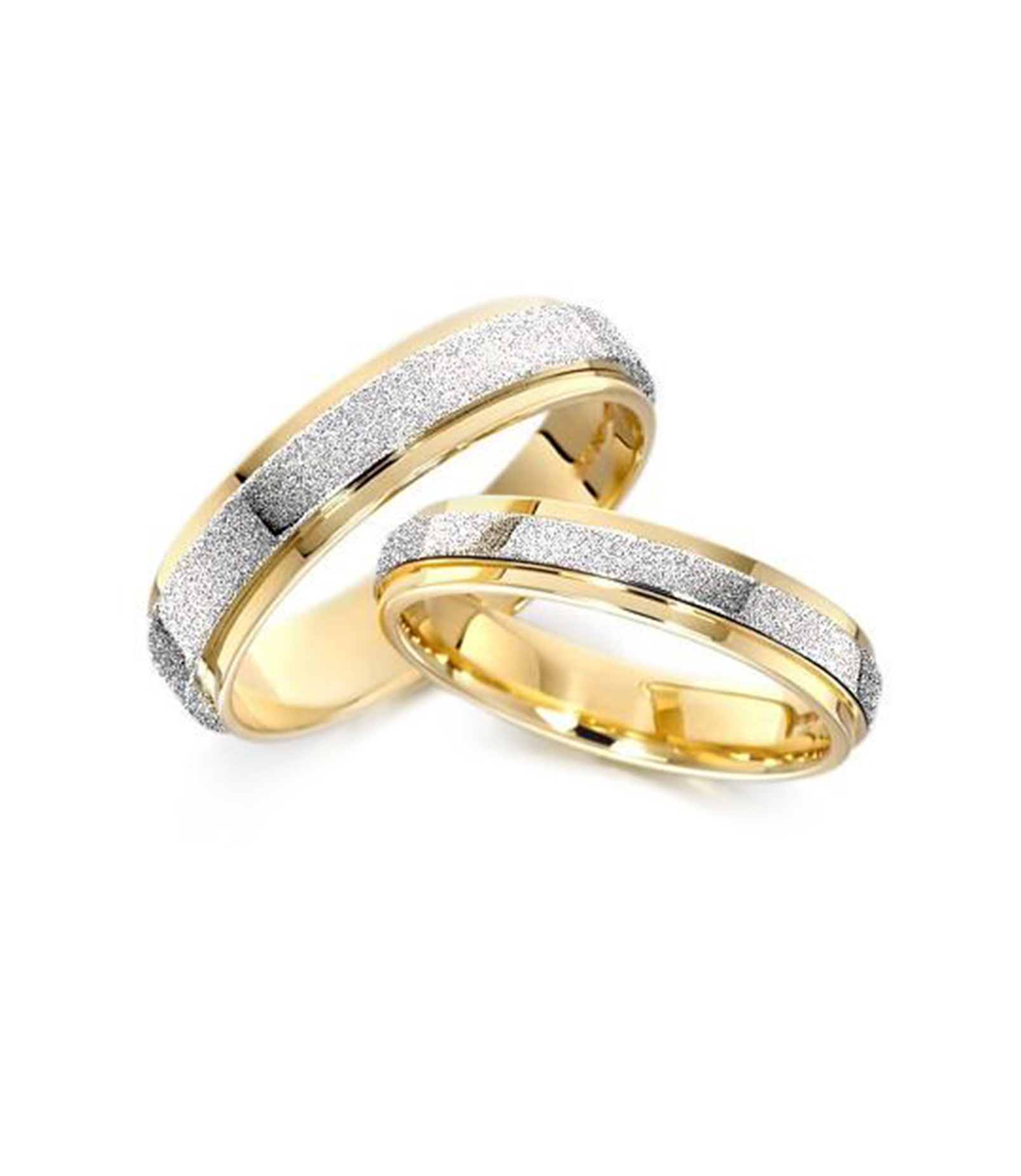 Frosted Two Tone Gold Plated Titanium Wedding Bands (Men)