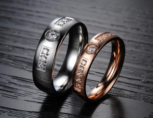 Dual Tone Titanium Wedding Ring with Swarovski Crystals (Men)
