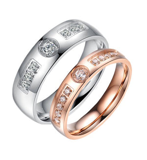 Dual Tone Titanium Wedding Ring with Swarovski Crystals