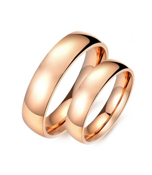 Smooth Rose Gold Plated Titanium Couple Ring