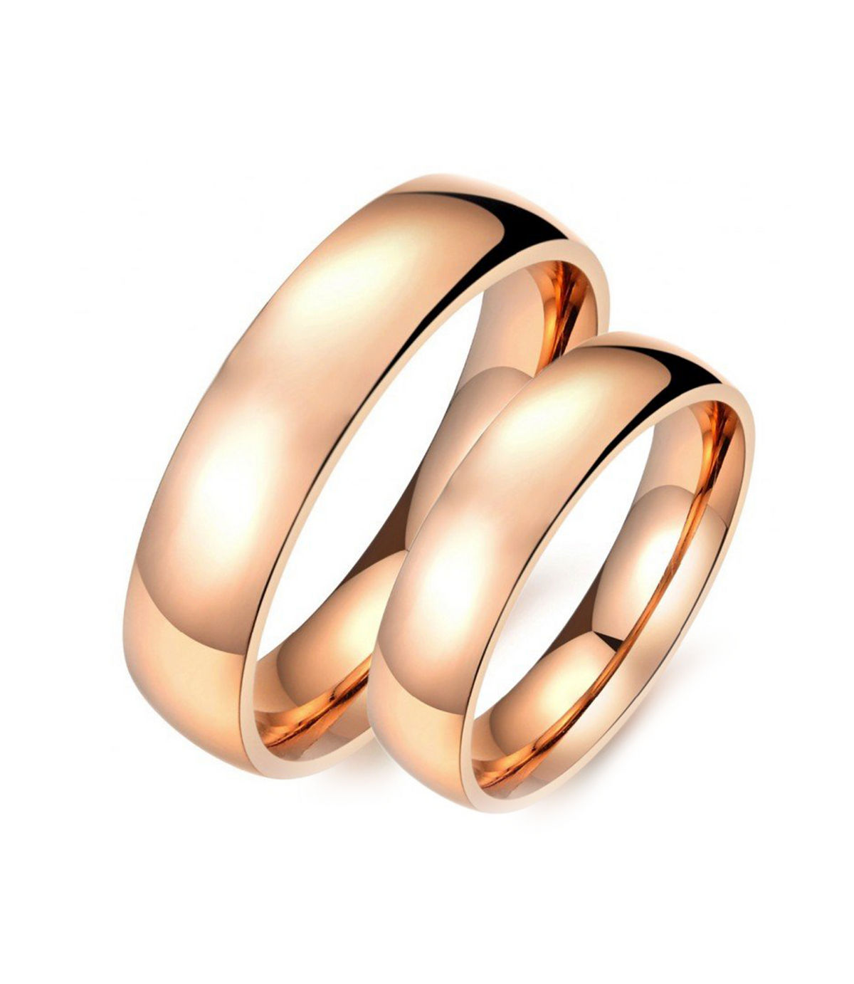 Smooth Rose Gold Plated Titanium Couple Ring (Men)