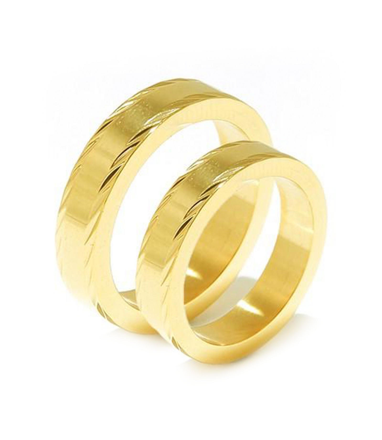 Polished Yellow Gold Plated Titanium Wedding Band (Unisex)