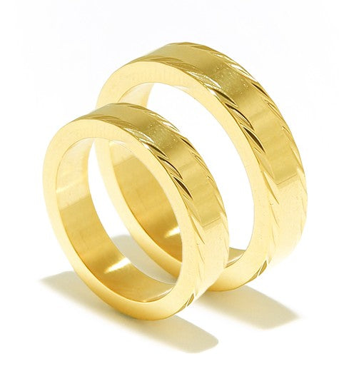 Polished Yellow Gold Plated Titanium Wedding Band (Unisex)