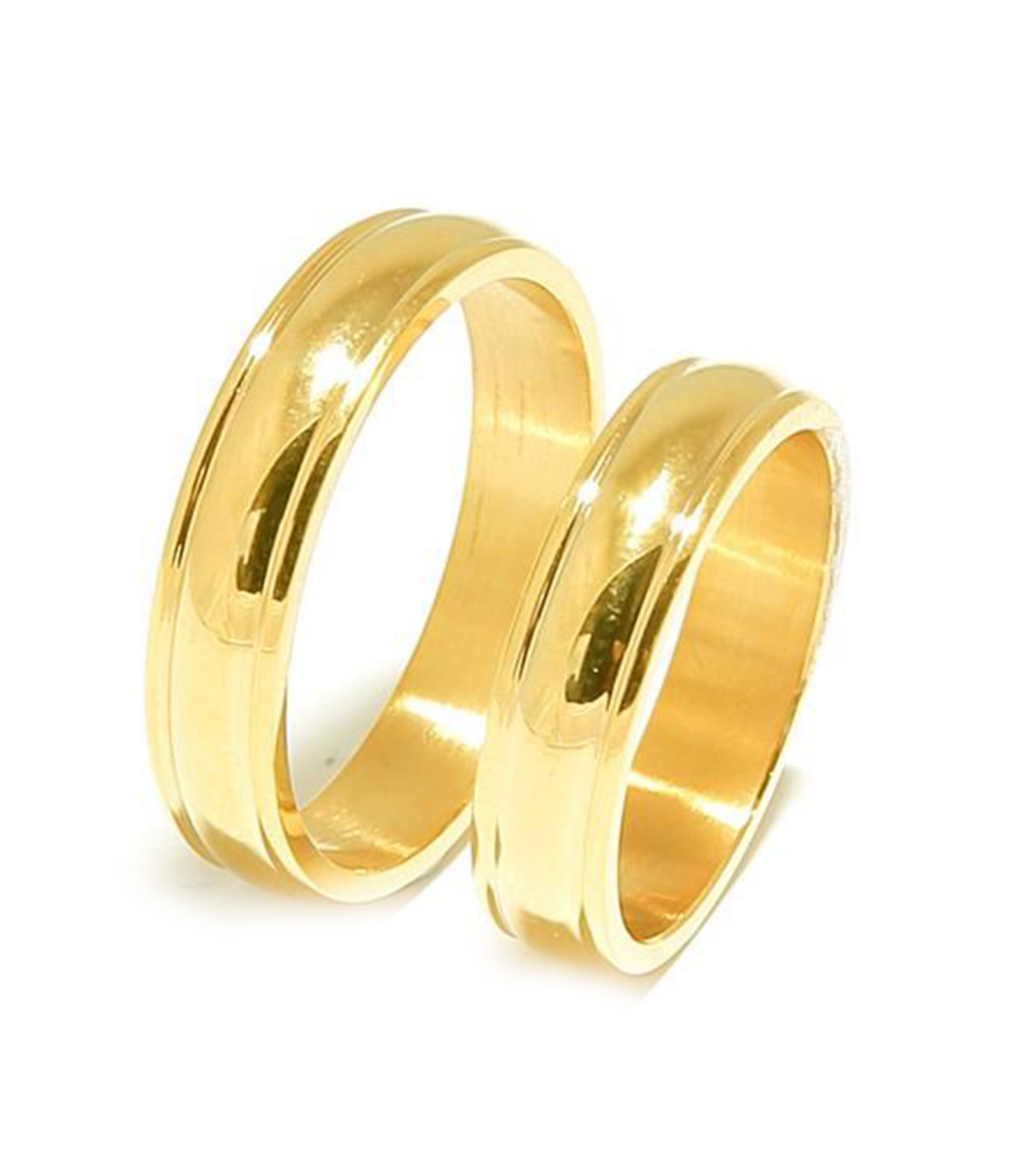 Yellow Gold Plated Groove Titanium Wedding Band (Unisex)