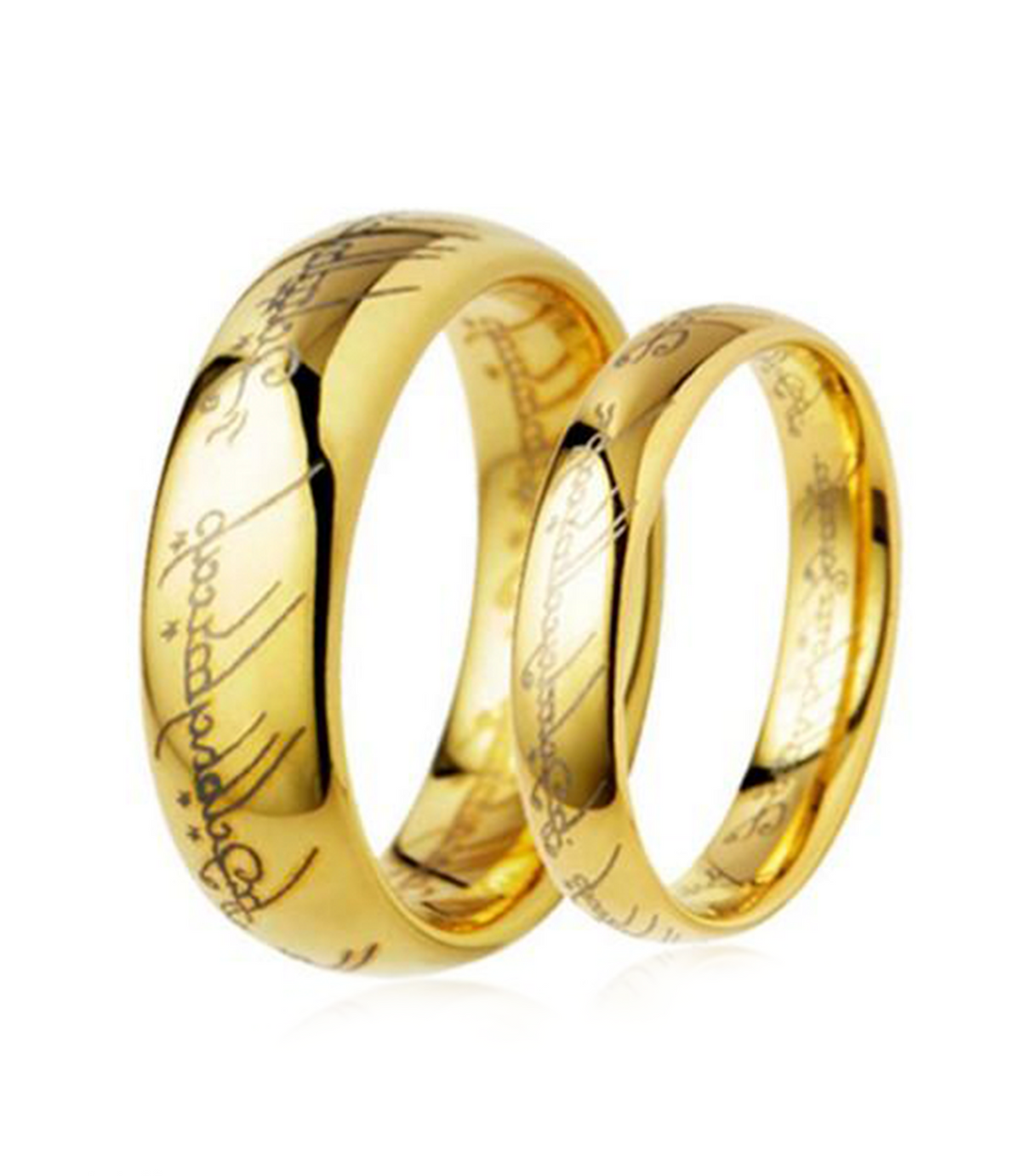 Script Yellow Plated Titanium Couple’s Rings