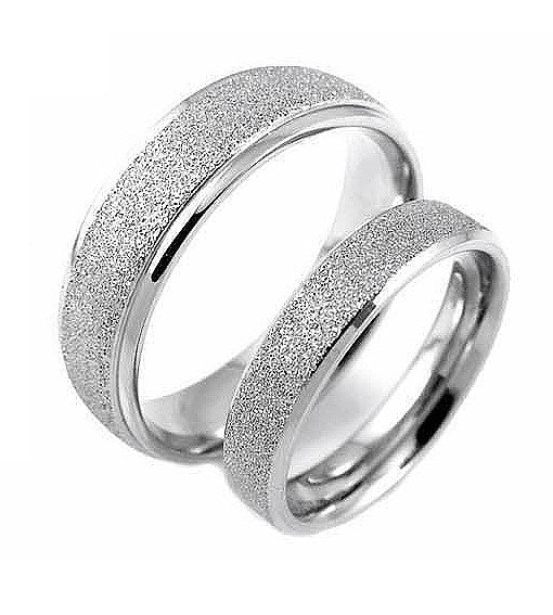 Silver Matte Titanium Couple Ring