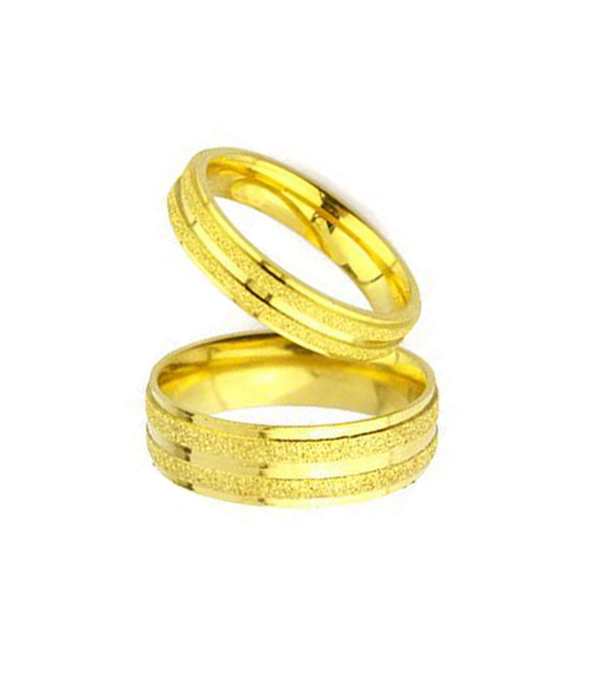 Frosted Yellow Gold Plated Titanium Wedding Bands (Men)