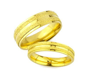 Frosted Yellow Gold Plated Titanium Wedding Bands (Men)