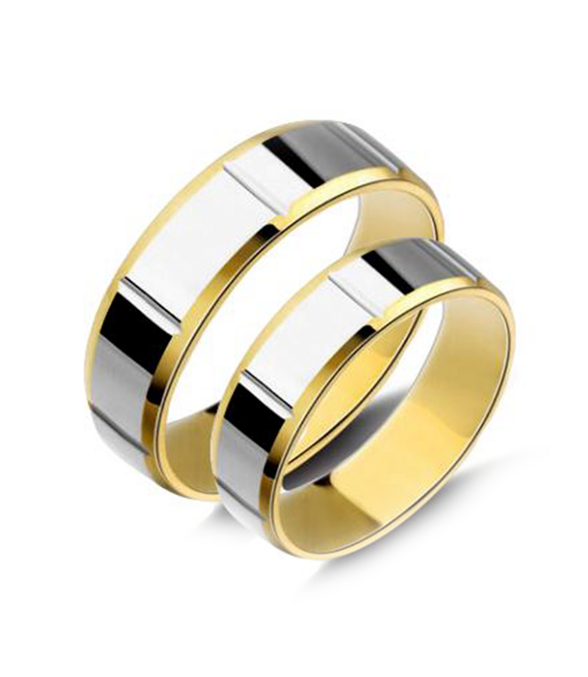 Smooth Two Tone Gold Plated Titanium Wedding Bands