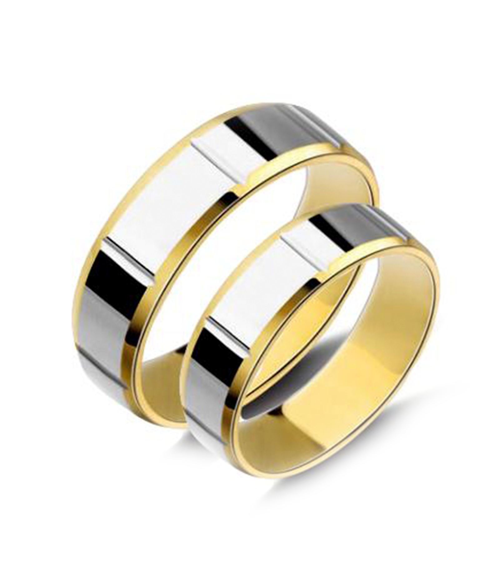 Smooth Two Tone Gold Plated Titanium Wedding Bands Zoey Zoey